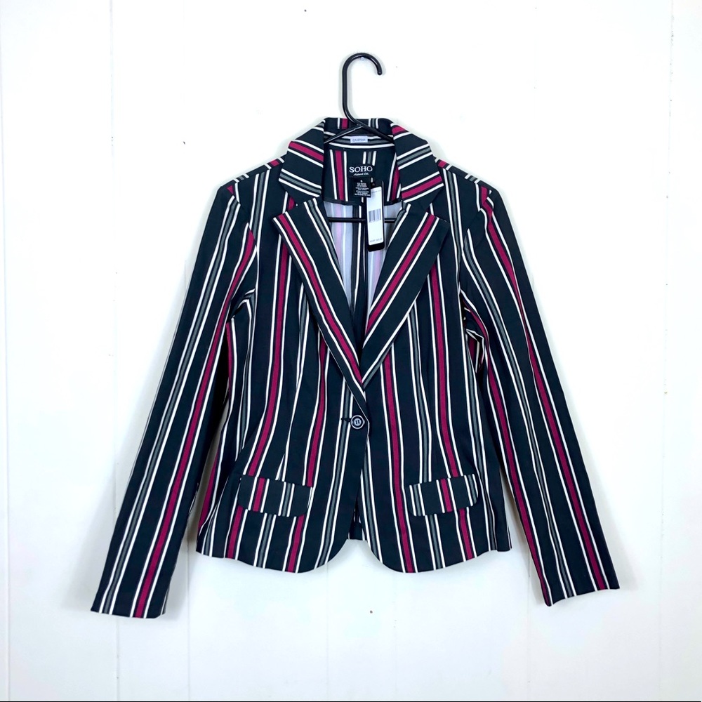 NWT Soho Apparel Striped Fitted Blazer Sz S